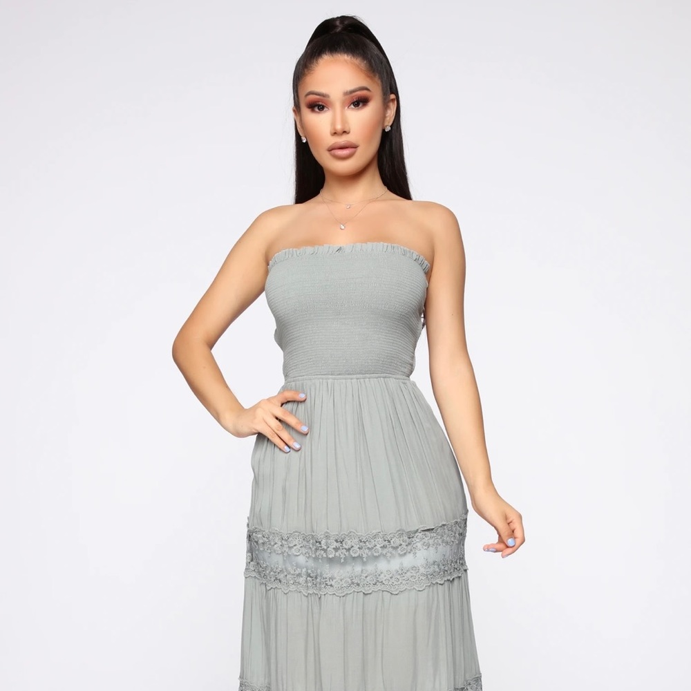 Gimme A Vacay Tube Maxi Dress-Sage-NWT